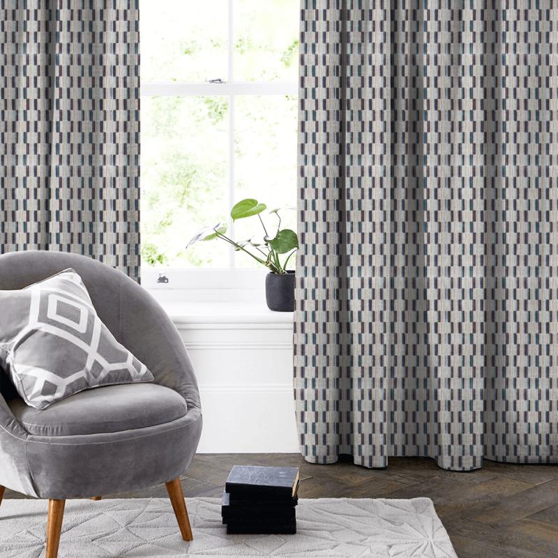 Clarke and Clarke Kaleidoscope Cubis Kingfisher Made To Measure Curtain