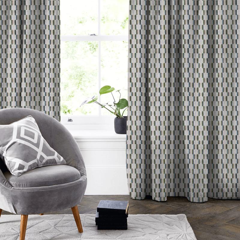 Clarke and Clarke Kaleidoscope Cubis Peacock Made To Measure Curtain
