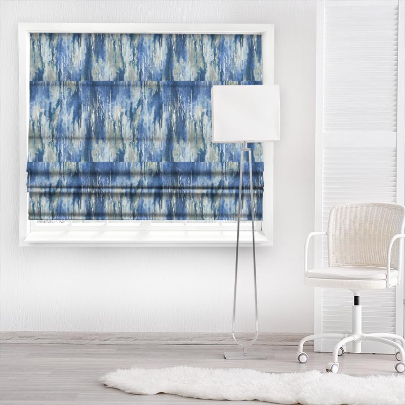 Clarke and Clarke Kaleidoscope Umbra Denim Made To Measure Roman Blind