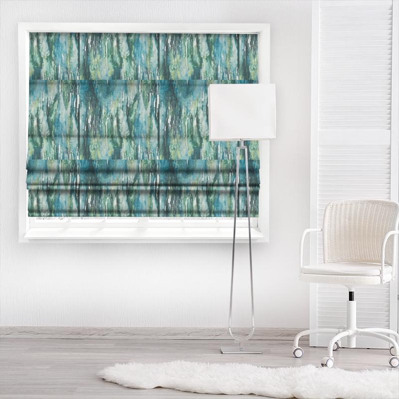 Clarke and Clarke Kaleidoscope Umbra Peacock Made To Measure Roman Blind