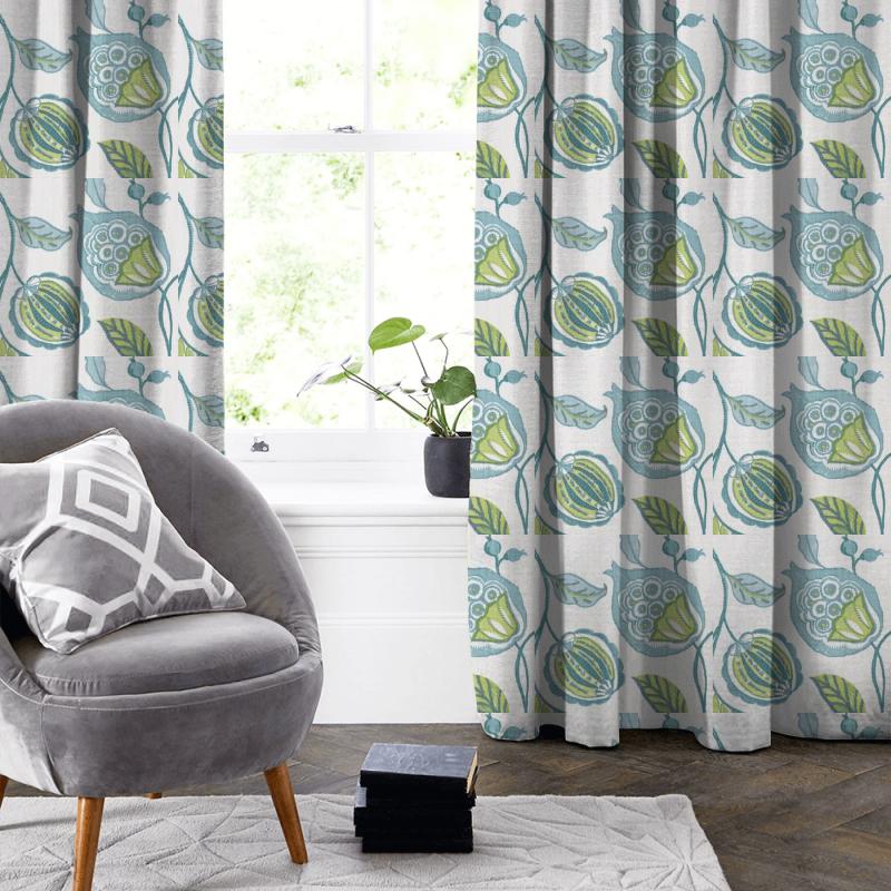 Clarke and Clarke Oriental Garden Kayo Apple/denim Made To Measure Curtain
