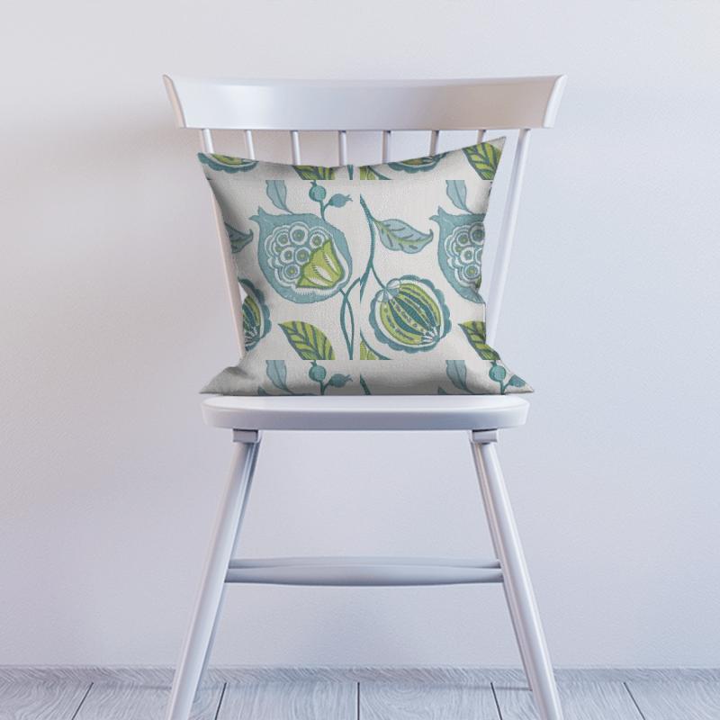 Clarke and Clarke Oriental Garden Kayo Apple/denim Cushion
