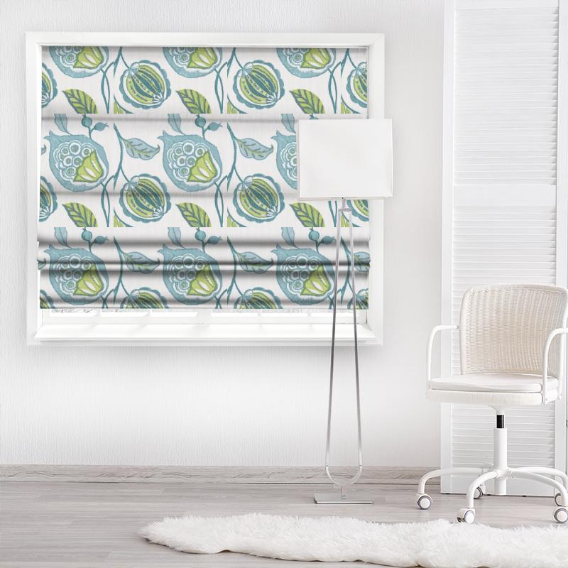Clarke and Clarke Oriental Garden Kayo Apple/denim Made To Measure Roman Blind