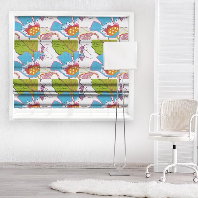 Clarke and Clarke Oriental Garden Lotus Summer Made To Measure Roman Blind