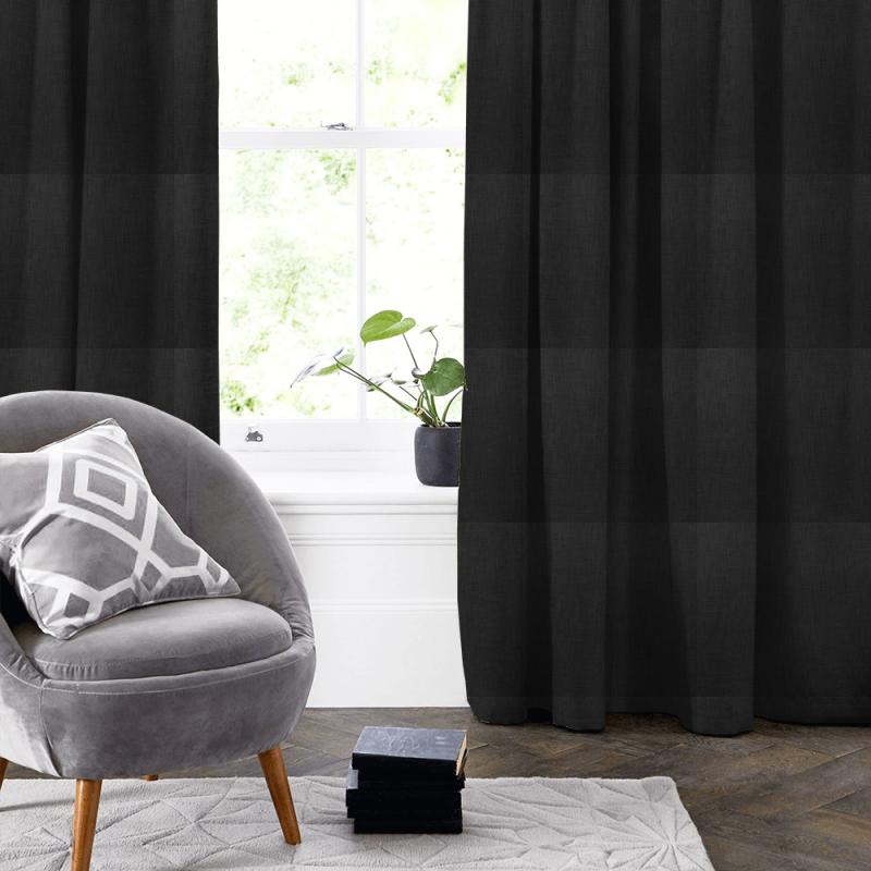 iLiv Plains & Textures 9 Eltham Black Made To Measure Curtain