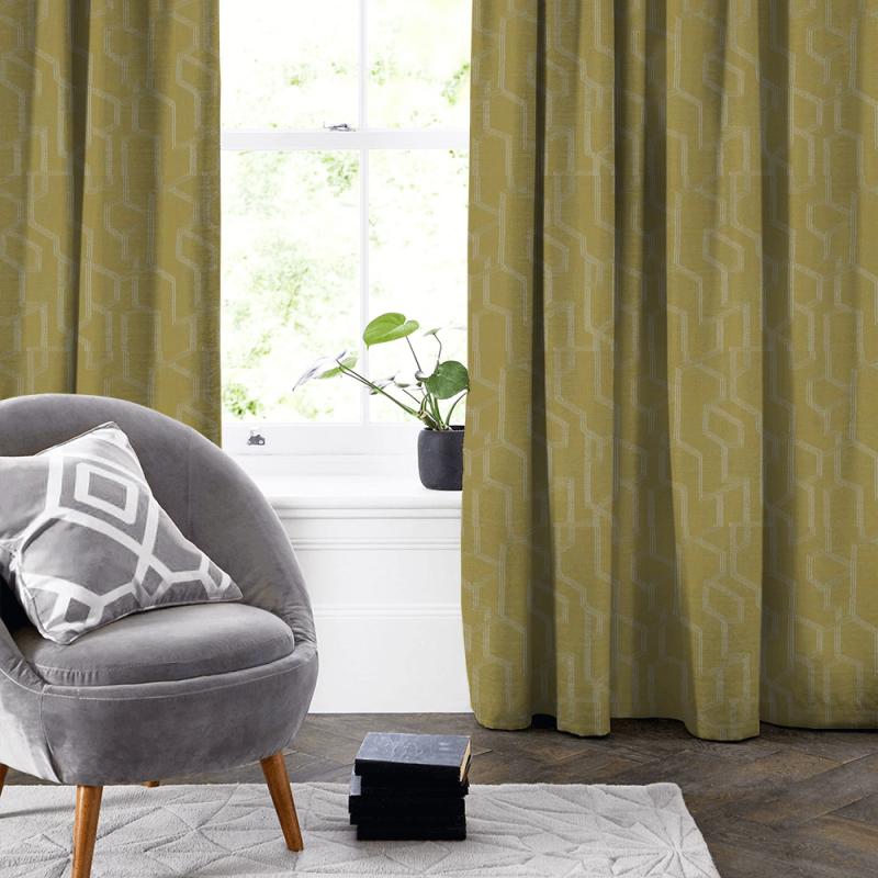 Labyrinth Citron Made To Measure Curtain Clarke and Clarke Martello Labyrinth Citron Made To Measure Curtain