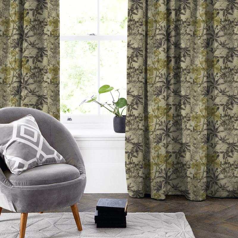 Clarke and Clarke Martello Madagascar Charcoal/Charteuse Made To Measure Curtain