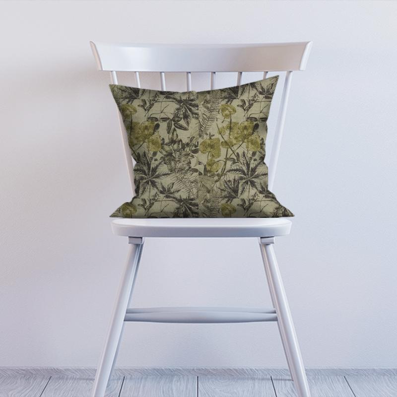 Clarke and Clarke Martello Madagascar Charcoal/Charteuse Cushion