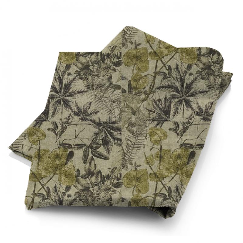 Clarke and Clarke Martello Madagascar Charcoal/Charteuse Fabric