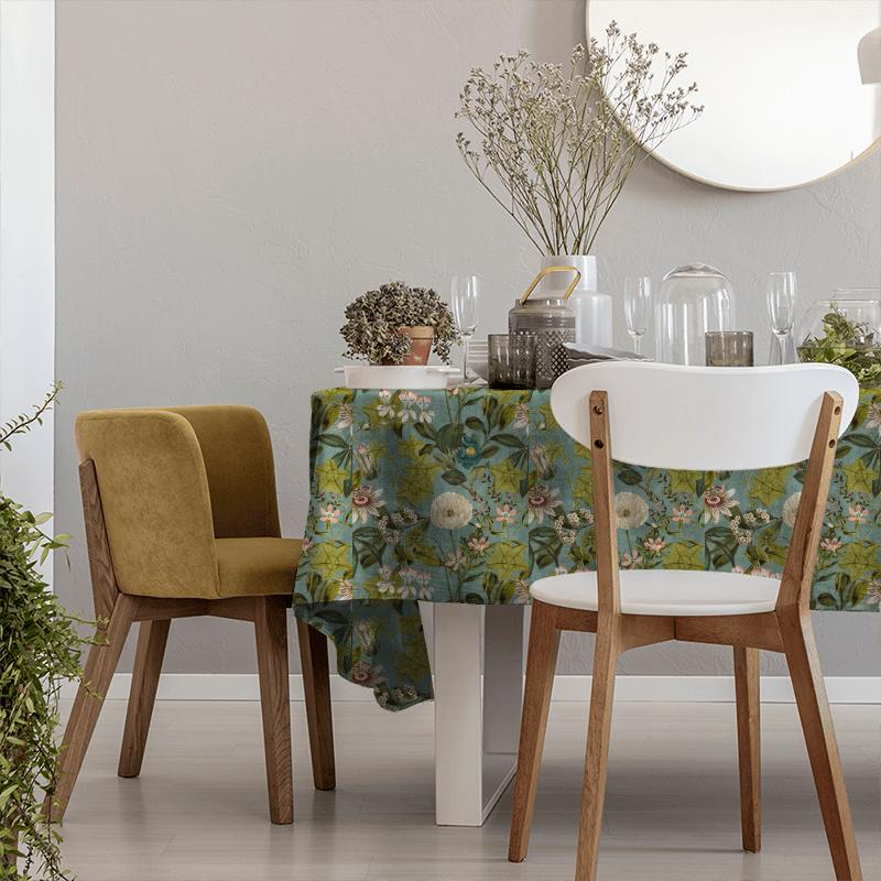 Clarke and Clarke Martello Passiflora Mineral/Blush Tablecloth