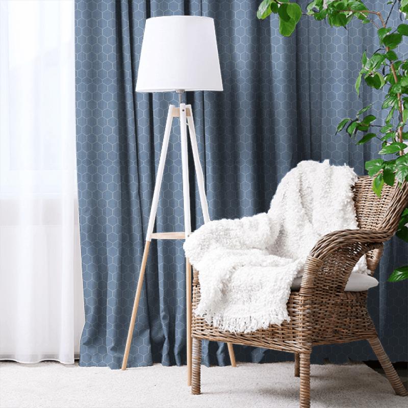 Bill Beaumont Sherwood Beehive Sky Blue Made To Measure Curtain