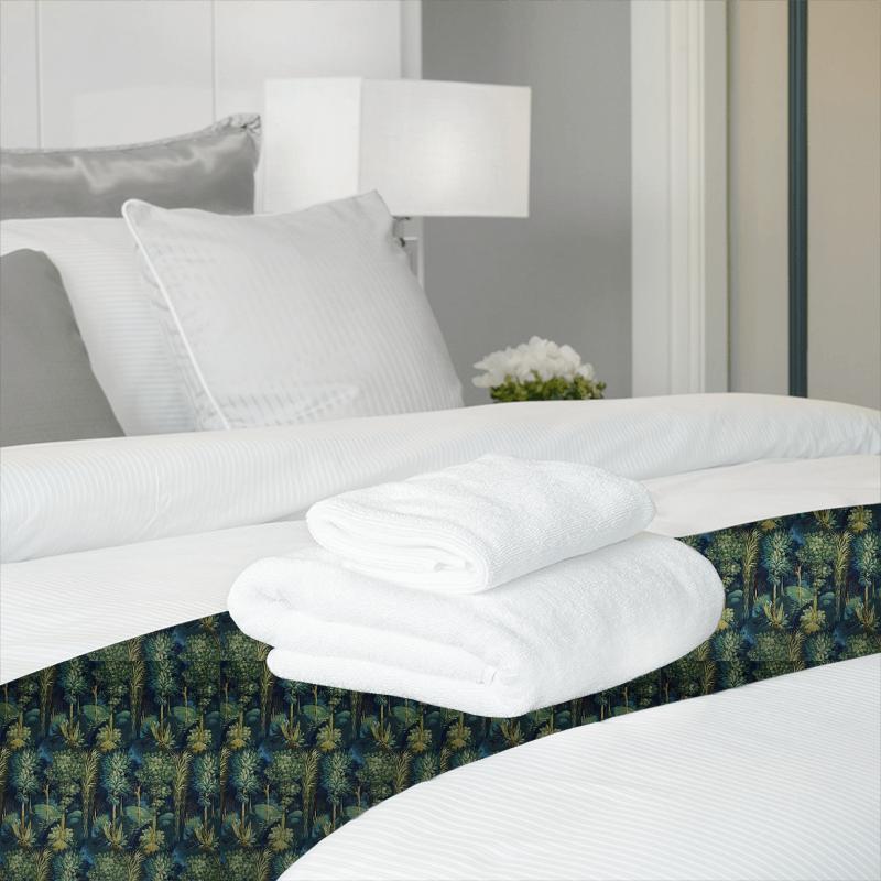 Prestigious Textiles Journey Beyond Forbidden Forest Sapphire Bed Runner