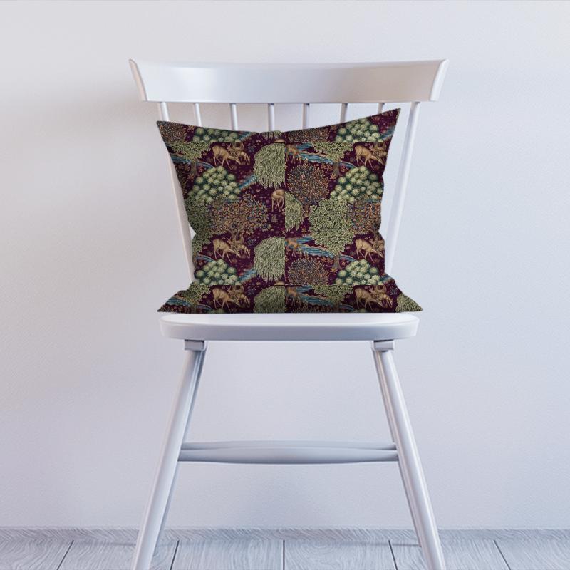 William Morris Archive III Prints The Brook Tapestry Red Morris Cushion