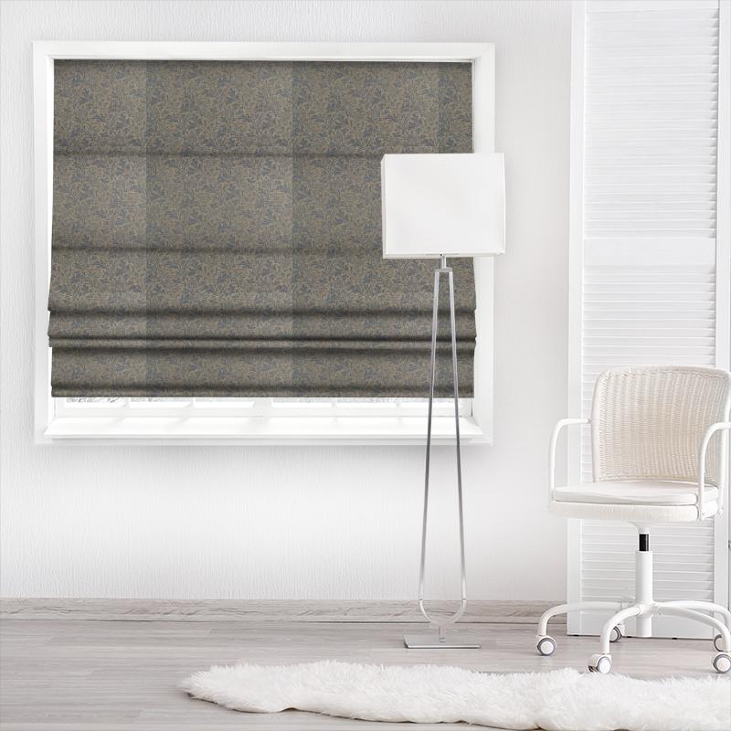 William Morris Morris Archive Lethaby Weaves Fabrics Thistle Weave Slate Made To Measure Roman Blind