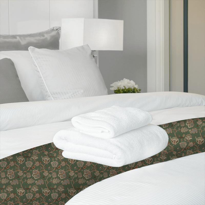 William Morris Morris Archive V Melsetter Fabrics Theodosia Embroidery Bottle Green Bed Runner