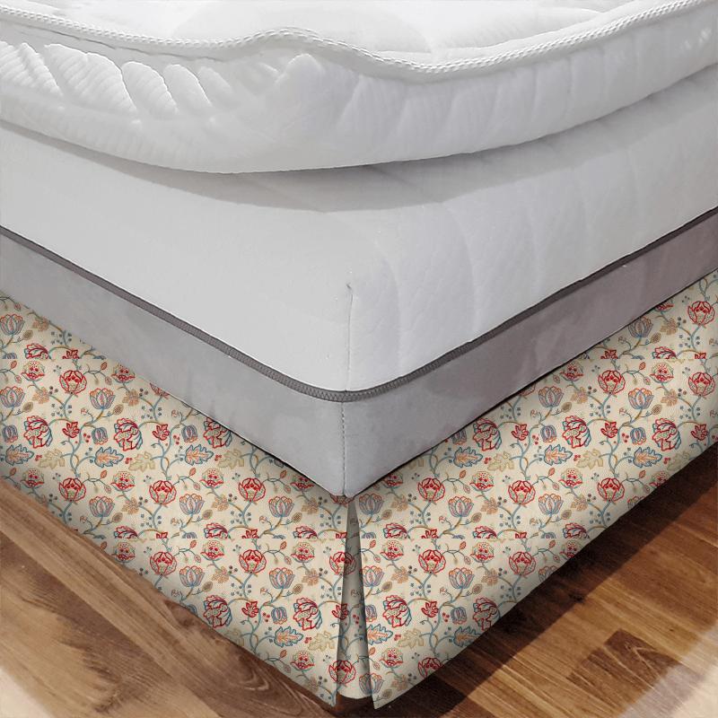 William Morris Morris Archive V Melsetter Fabrics Theodosia Embroidery Wine/Indigo Bed Base Valance