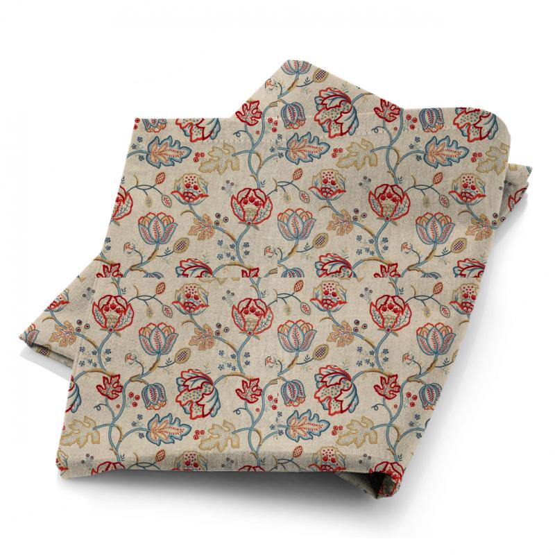 William Morris Morris Archive V Melsetter Fabrics Theodosia Embroidery Wine/Indigo Fabric