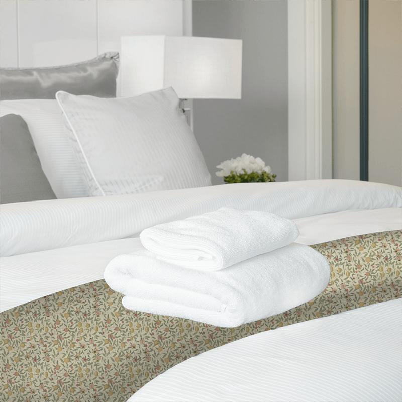 William Morris Morris Fabric Compendium I, II & III Fruit Ivory/Teal Morris Bed Runner