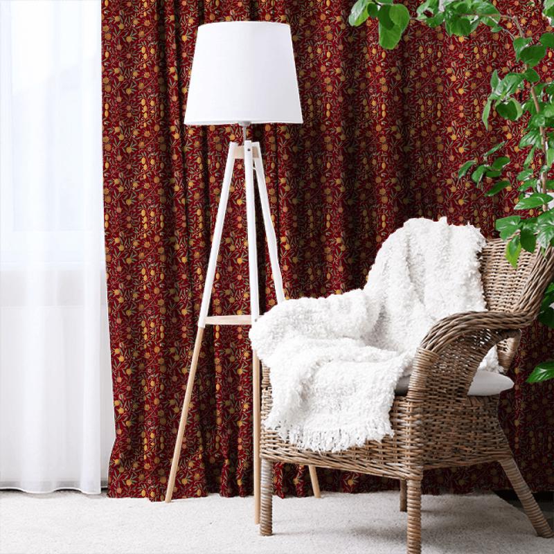 William Morris Rouen Morris Velvets Fabrics Fruit Velvet Madder/Bayleaf Made To Measure Curtain