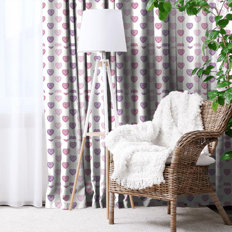 Harlequin All About Me Fabrics Sweet Heart Pink/Purple Made To Measure Curtain