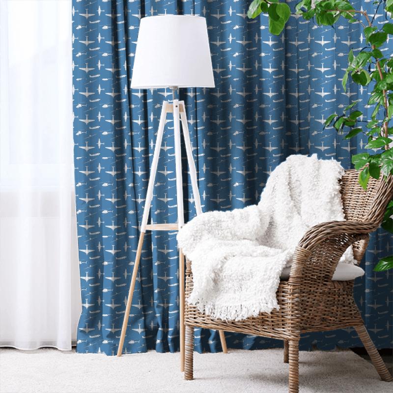Harlequin All About Me Fabrics Chocks Away Royal Blue Made To Measure Curtain