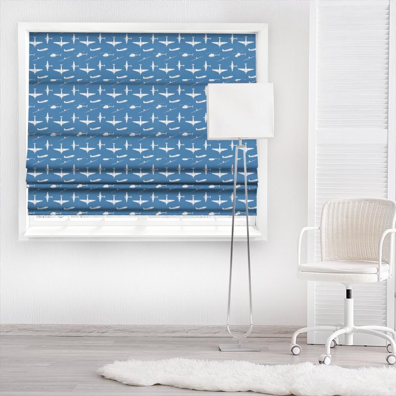 Harlequin All About Me Fabrics Chocks Away Royal Blue Made To Measure Roman Blind