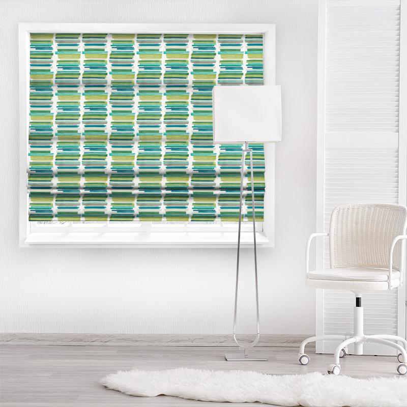 Calcine Emerald / Zest / Marine Made To Measure Roman Blind Harlequin Atelier Fabrics Calcine Emerald / Zest / Marine Made To Measure Roman Blind