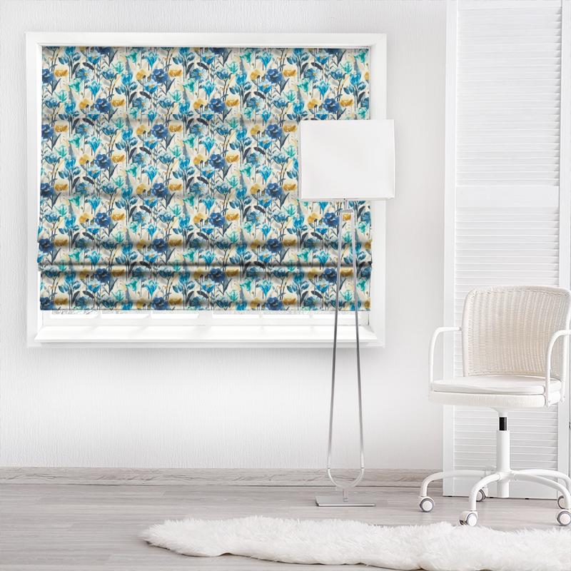 Verdaccio Mustard / Marine / Steel Made To Measure Roman Blind Harlequin Fauvisimo Verdaccio Mustard / Marine / Steel Made To Measure Roman Blind