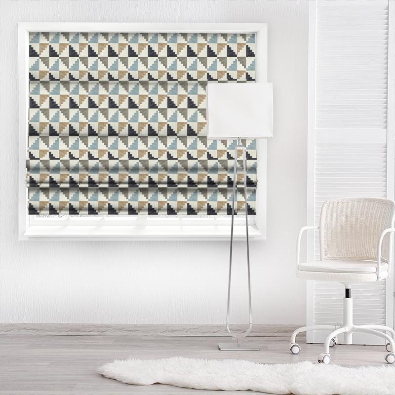 Mehari Sky/ Maize/ Charcoal Made To Measure Roman Blind Harlequin Mirador Mehari Sky/ Maize/ Charcoal Made To Measure Roman Blind
