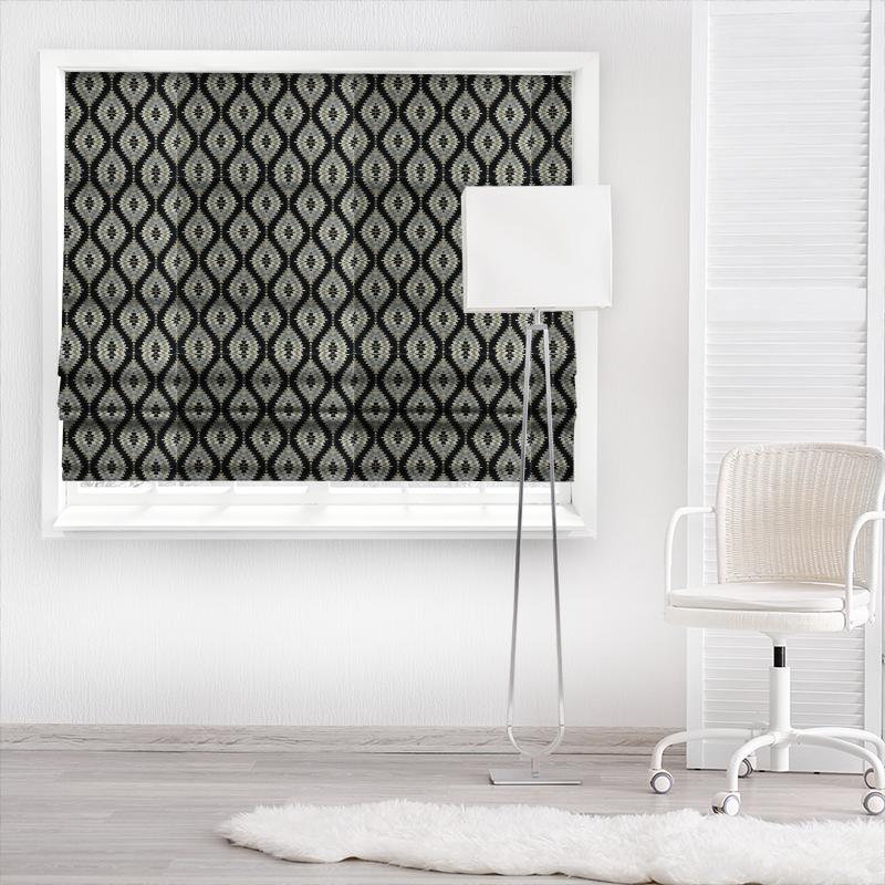 Harlequin Mirador Upholstery Elwana Onyx/Jute/Stone Made To Measure Roman Blind