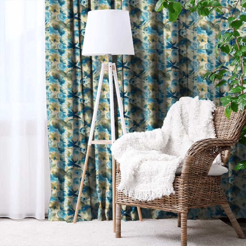 Flores Sky/Emerald/Zest Made To Measure Curtain Harlequin Tresillo Fabrics Flores Sky/Emerald/Zest Made To Measure Curtain