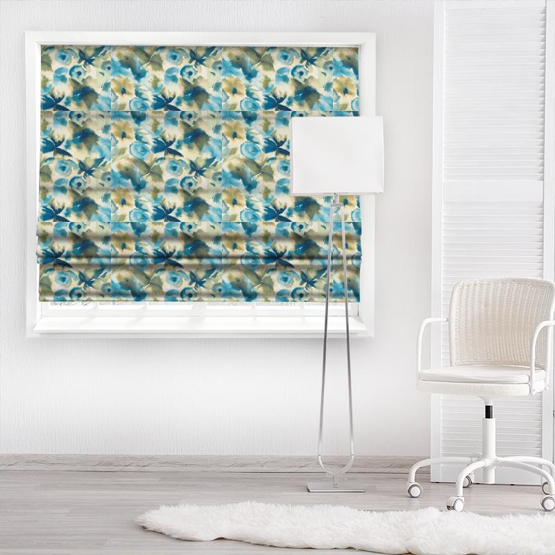Harlequin Tresillo Fabrics Flores Sky/Emerald/Zest Made To Measure Roman Blind