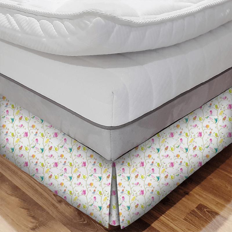 What A Hoot Pink Aquamarine Lime and Natural Bed Base Valance Harlequin What a Hoot Fabrics What A Hoot Pink Aquamarine Lime and Natural Bed Base Valance