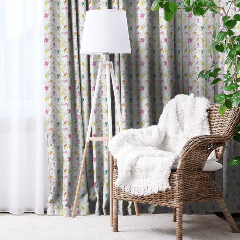 What A Hoot Pink Aquamarine Lime and Natural Made To Measure Curtain Harlequin What a Hoot Fabrics What A Hoot Pink Aquamarine Lime and Natural Made To Measure Curtain