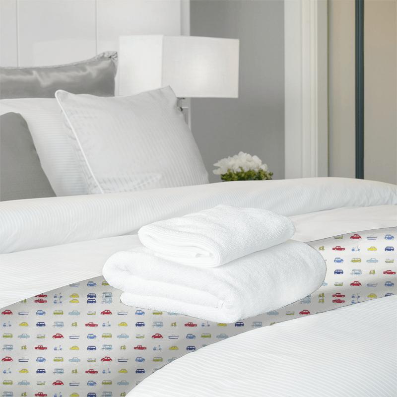 Harlequin What a Hoot Fabrics Go Go Retro Strawberry Sky Blue Lemon and Natural Bed Runner