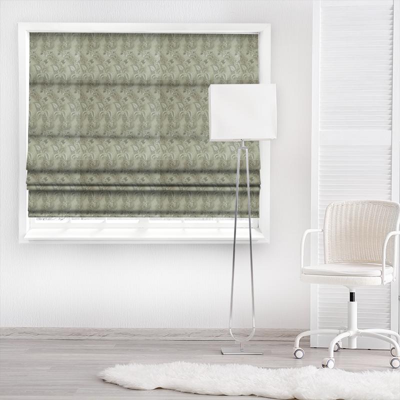 Zoffany Antiquary Bizarre Velvet Platinum Grey Made To Measure Roman Blind