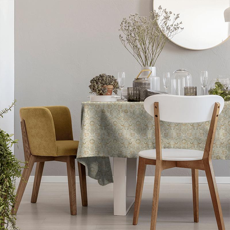 Zoffany Antiquary Oiseaux De Paradis Embroidery Mineral Tablecloth