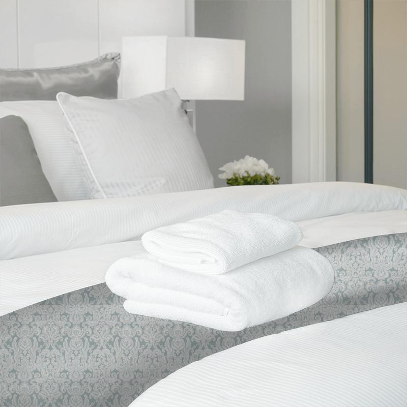 Zoffany Constantina Damask Weaves Brocatello Nuovo Pale Blue Bed Runner