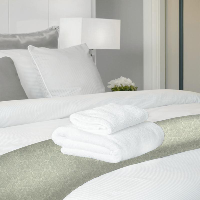 Zoffany Damask Visconte Stone Bed Runner