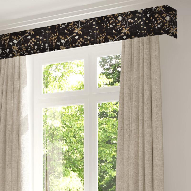Zoffany Darnley Fabrics Chambalon Trail Antique Gold/Vine Black Pelmet