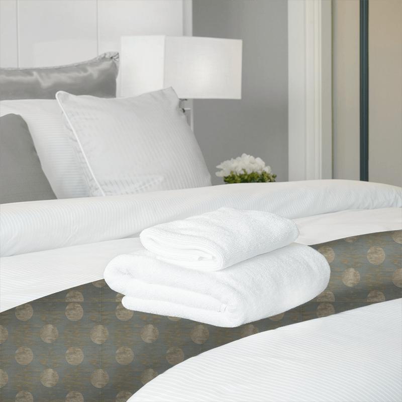 Zoffany Edo Fabrics Moon Silk Blue Grey Bed Runner