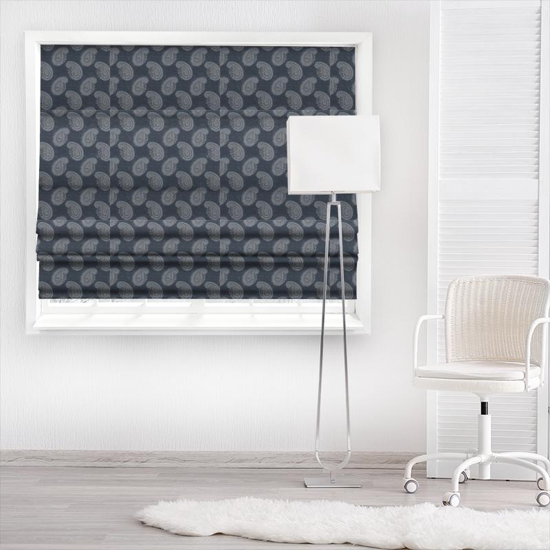 Zoffany Jaipur Weaves Orissa Velvet Blue Made To Measure Roman Blind