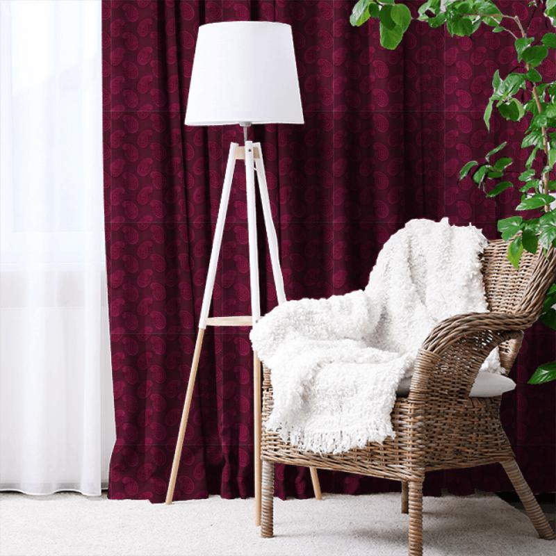 Zoffany Jaipur Weaves Orissa Velvet Burgundy Made To Measure Curtain