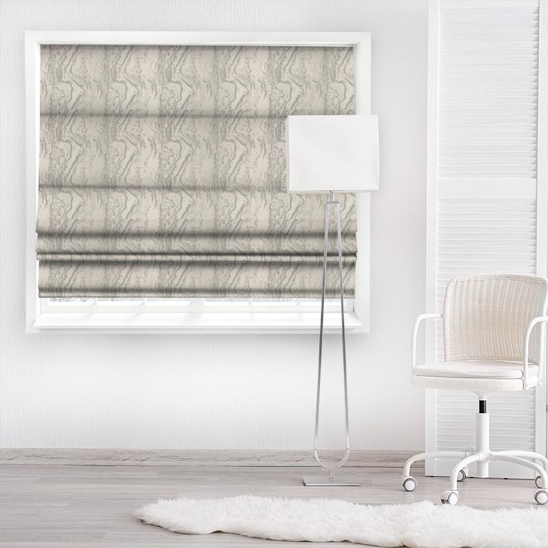 Zoffany Phaedra Fabrics Serpentine Platinum White Made To Measure Roman Blind