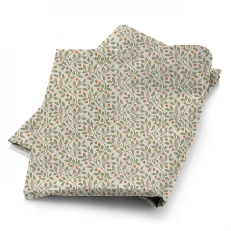 Sanderson Potting Room Prints & Embroideries Damson Tree Brick/Fennel Fabric