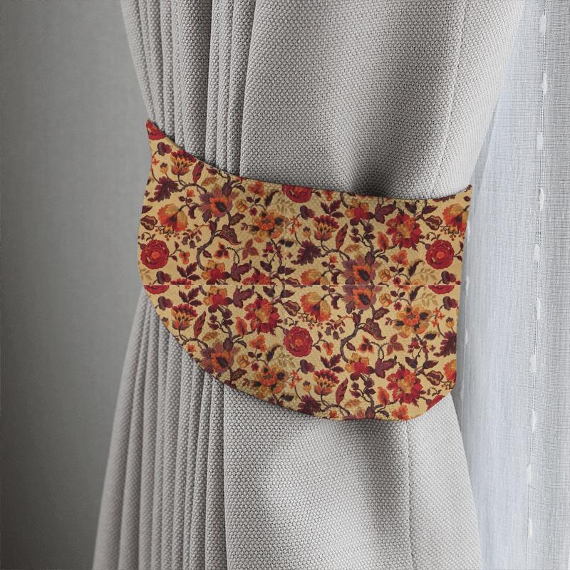 Amanpuri Old Gold/Aubergine Sanderson Tieback Sanderson Autumn Prints Amanpuri Old Gold/Aubergine Sanderson Tieback