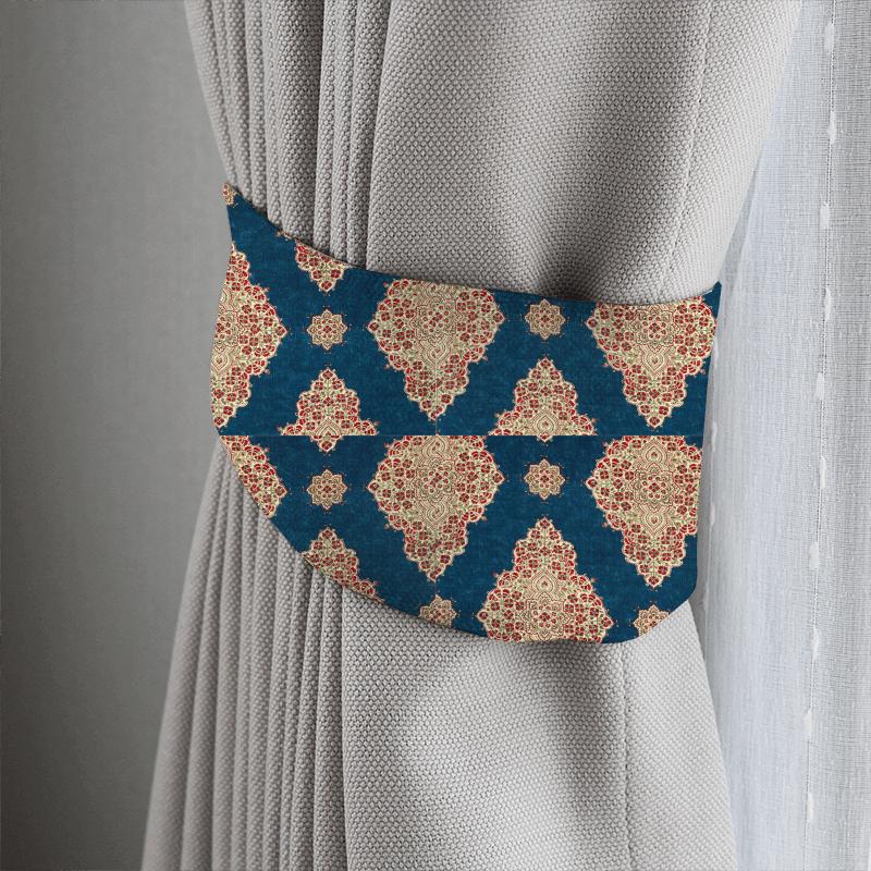 Siam Diamond Cobalt/Flame Tieback Sanderson Caspian Prints & Embroideries Siam Diamond Cobalt/Flame Tieback