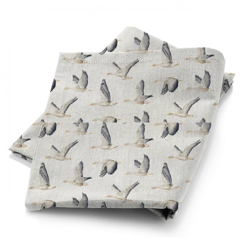 Sanderson Elysian Fabrics Elysian Geese Silver/Chalk Fabric
