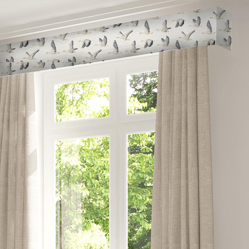 Elysian Geese Silver/Chalk Pelmet Sanderson Elysian Fabrics Elysian Geese Silver/Chalk Pelmet
