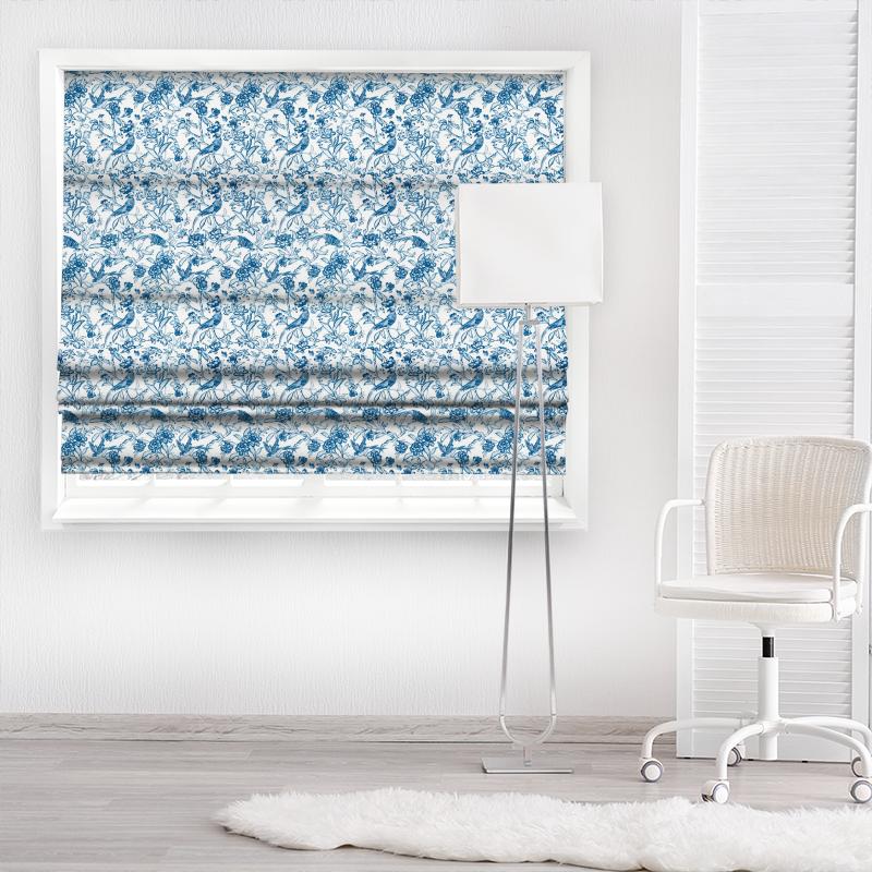Sanderson Elysian Fabrics Tattershall Indigo Made To Measure Roman Blind